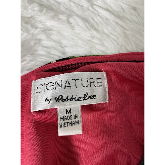 Signature by Robbie Bee Dress Women's Size M Black Floral Office Bow Tie Waist - Picture 3 of 14